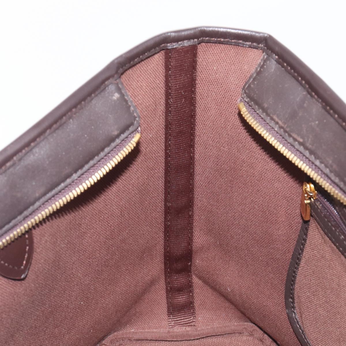 MCM Logogram Vicetos Tote Bag PVC Brown Gold Auth hk4152