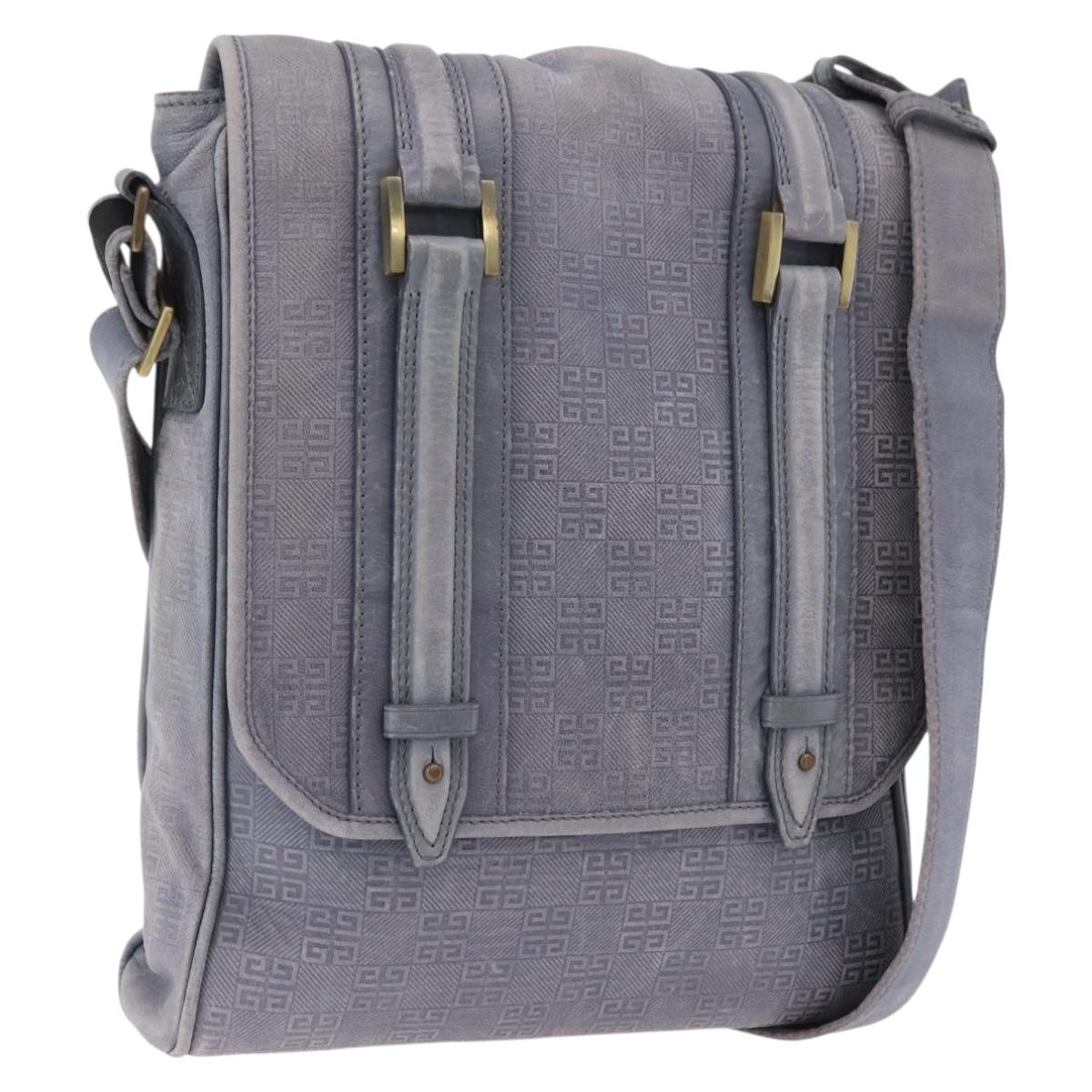 GIVENCHY Shoulder Bag Leather Light Blue Gold Auth hk4153