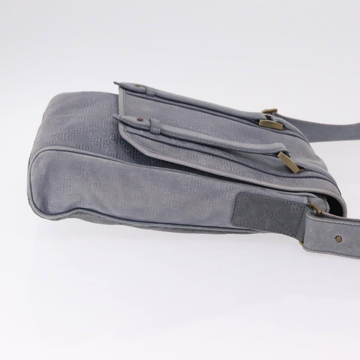 GIVENCHY Shoulder Bag Leather Light Blue Gold Auth hk4153