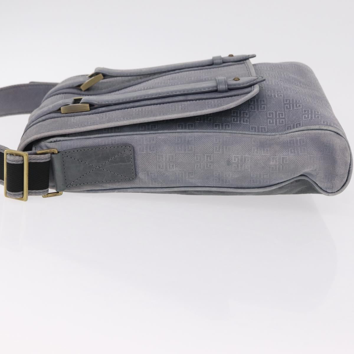 GIVENCHY Shoulder Bag Leather Light Blue Gold Auth hk4153