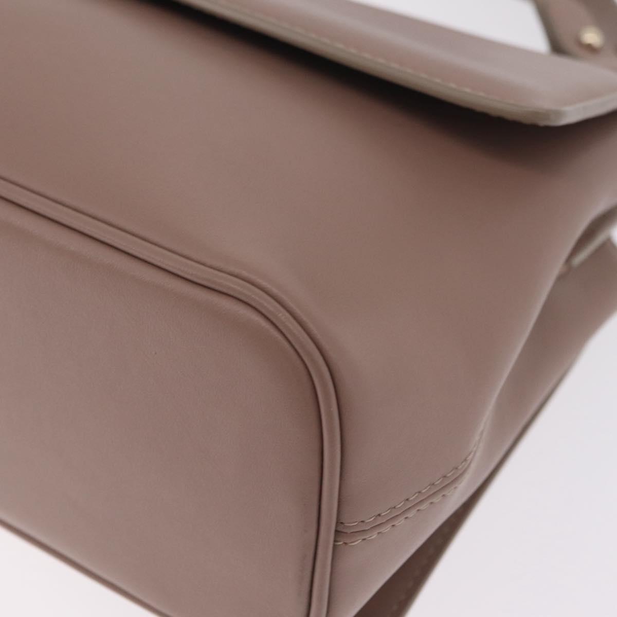 BVLGARI Duet Hand Bag Leather 2way Beige Gold Auth hk4163A