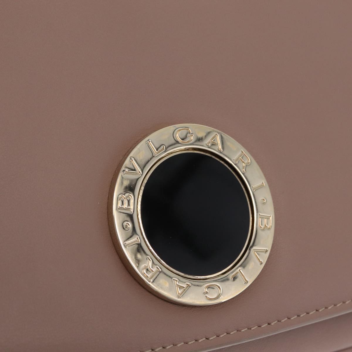 BVLGARI Duet Hand Bag Leather 2way Beige Gold Auth hk4163A
