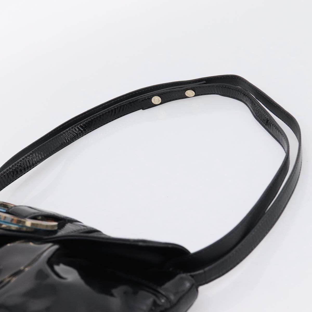 BVLGARI Shoulder Bag Patent leather Black Gold Auth hk4164