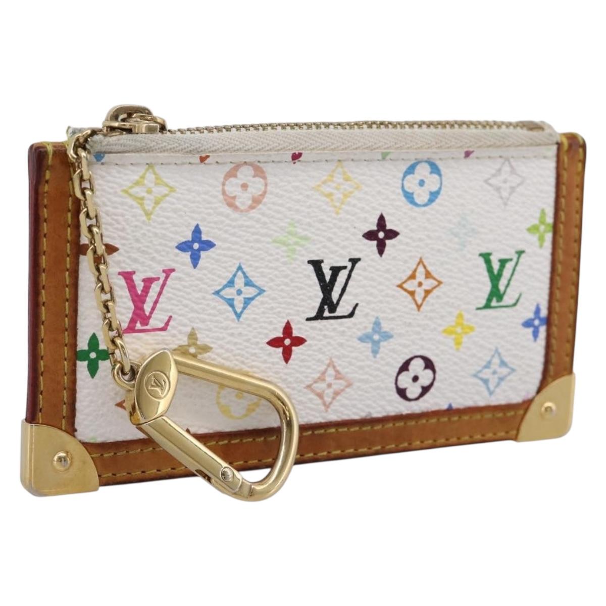 LOUIS VUITTON Monogram Multicolor Pochette Cles Purse White M92655 Auth hk4165