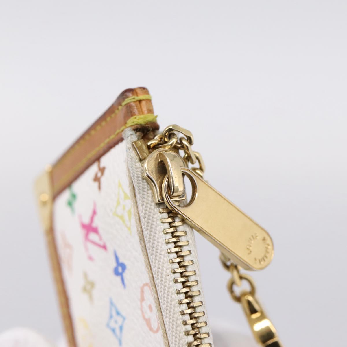 LOUIS VUITTON Monogram Multicolor Pochette Cles Purse White M92655 Auth hk4165