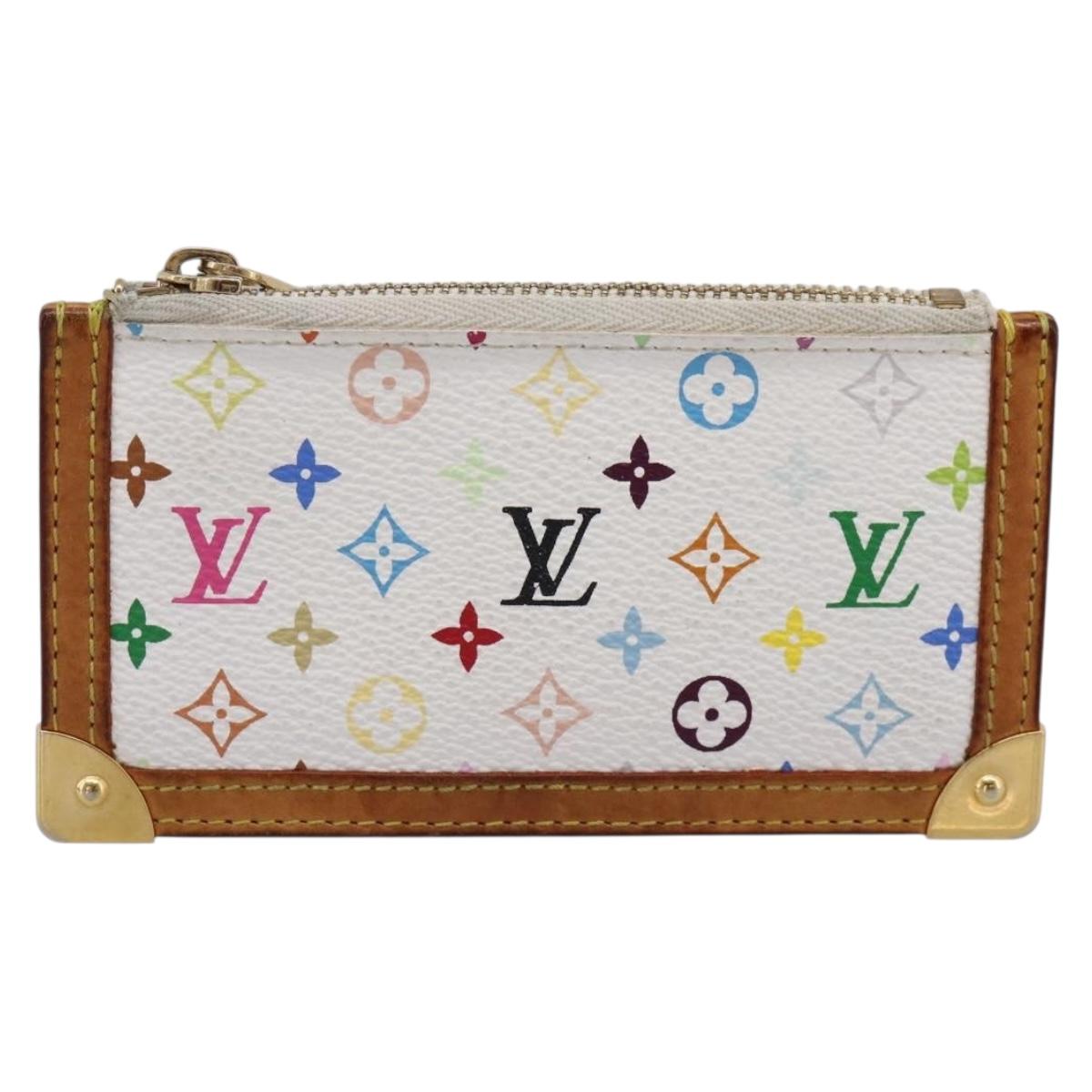 LOUIS VUITTON Monogram Multicolor Pochette Cles Purse White M92655 Auth hk4165