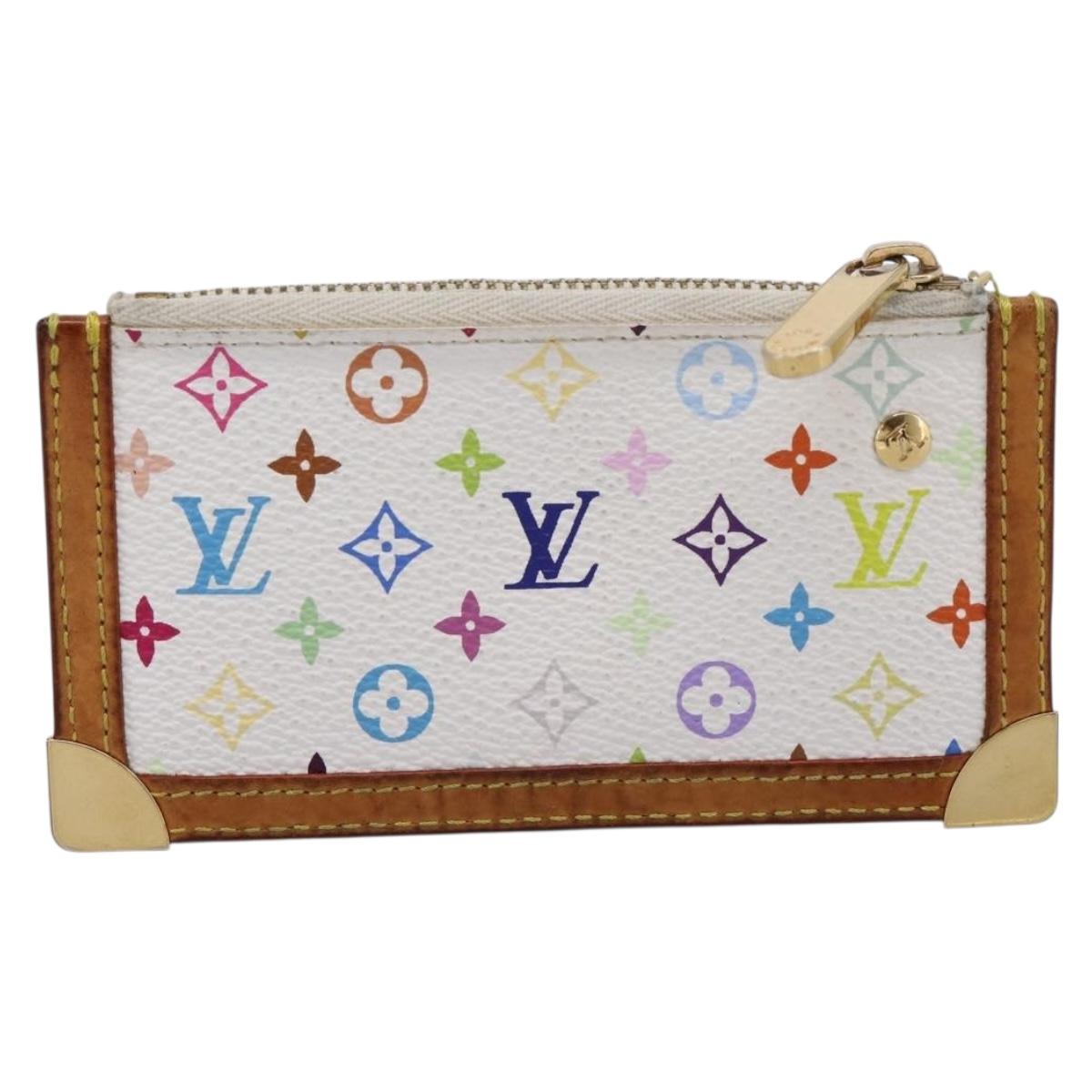 LOUIS VUITTON Monogram Multicolor Pochette Cles Purse White M92655 Auth hk4165