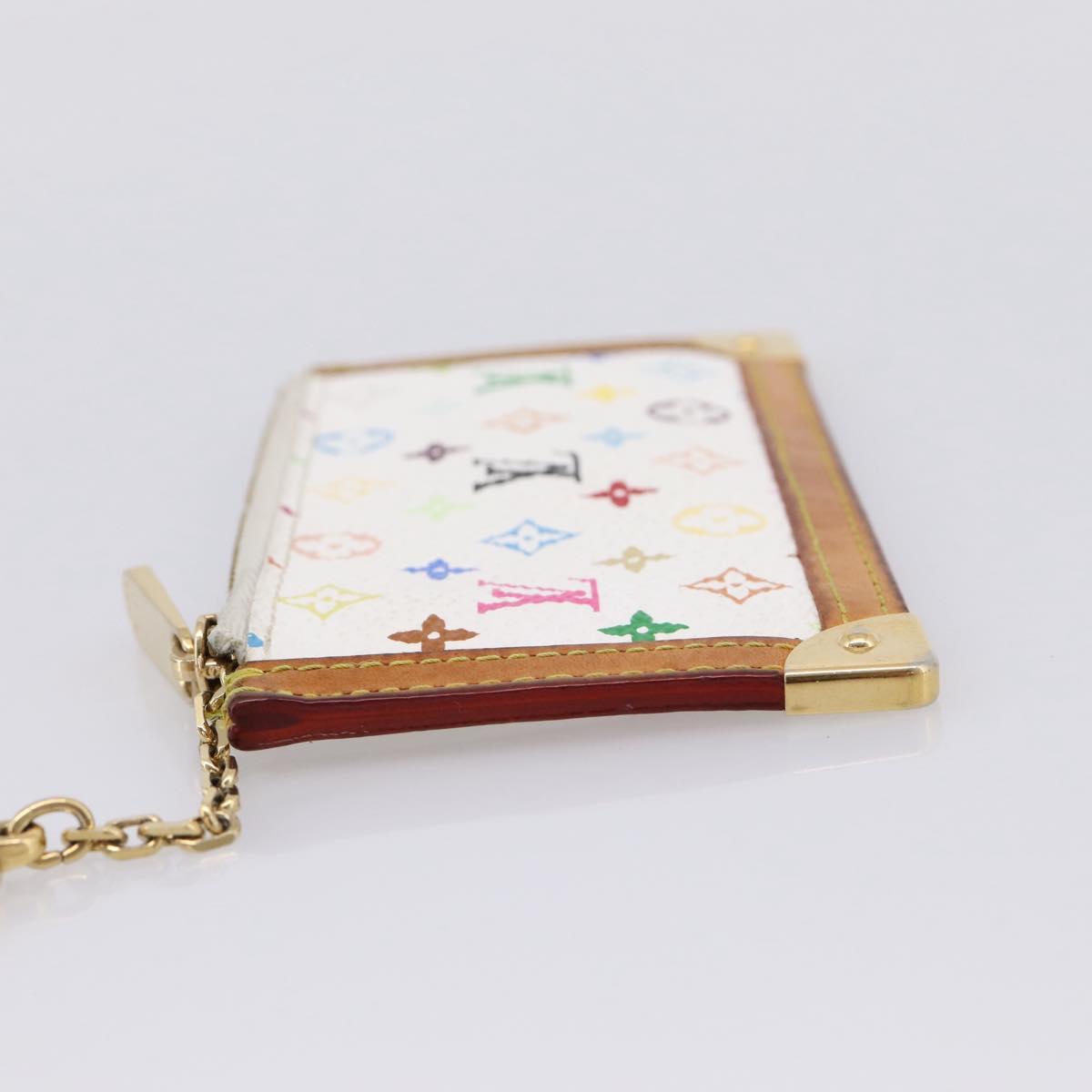 LOUIS VUITTON Monogram Multicolor Pochette Cles Purse White M92655 Auth hk4165
