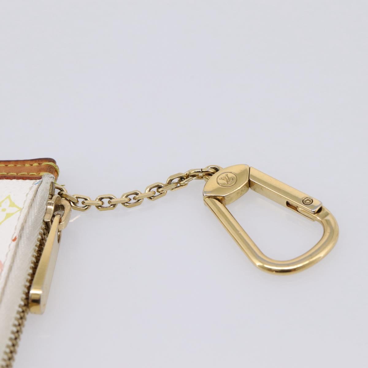 LOUIS VUITTON Monogram Multicolor Pochette Cles Purse White M92655 Auth hk4165