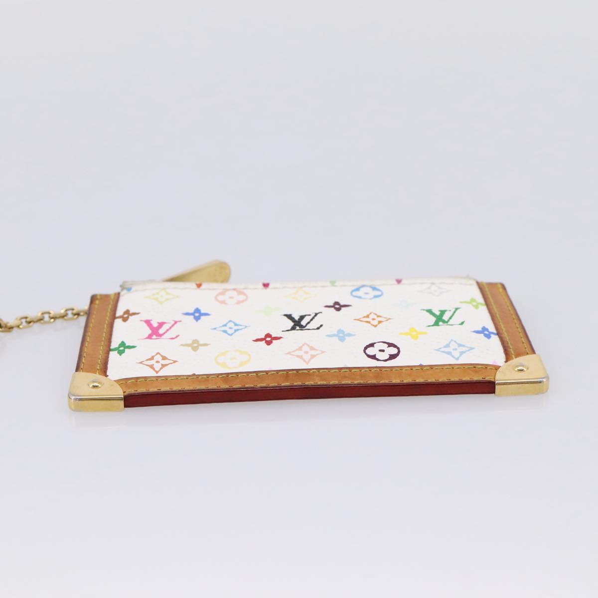 LOUIS VUITTON Monogram Multicolor Pochette Cles Purse White M92655 Auth hk4165