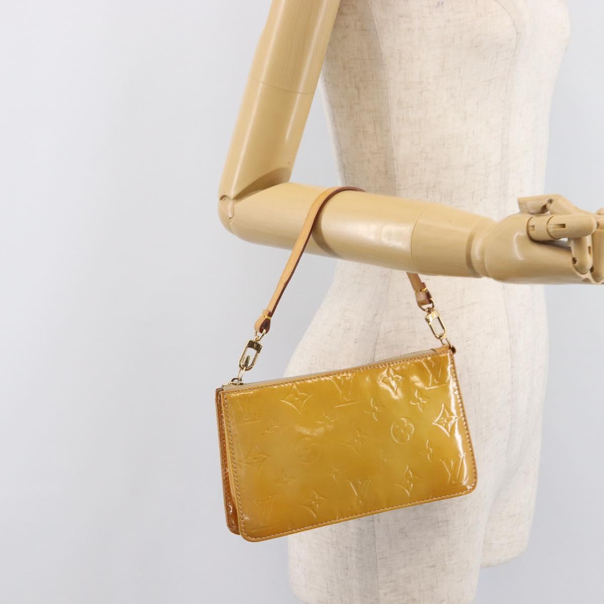 LOUIS VUITTON Monogram Vernis Lexington Pouch Beige M91010 LV Auth hk4167