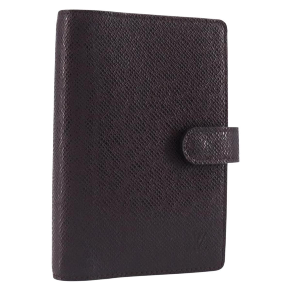 LOUIS VUITTON Taiga Agenda PM Day Planner Cover Acajou R20416 LV Auth hk4168