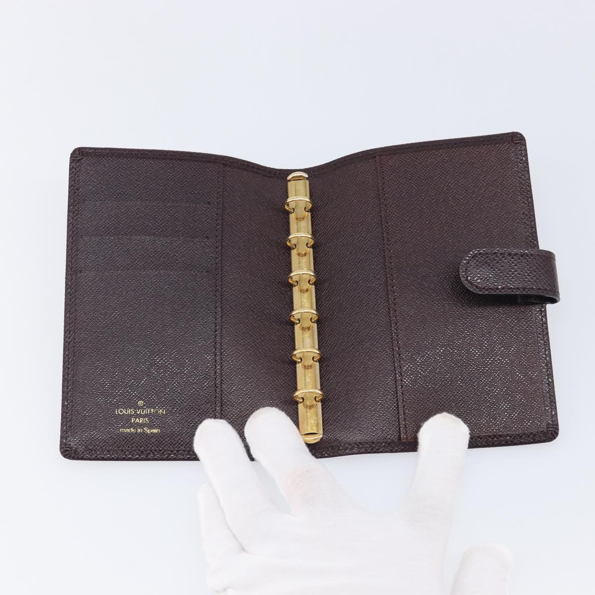 LOUIS VUITTON Taiga Agenda PM Day Planner Cover Acajou R20416 LV Auth hk4168