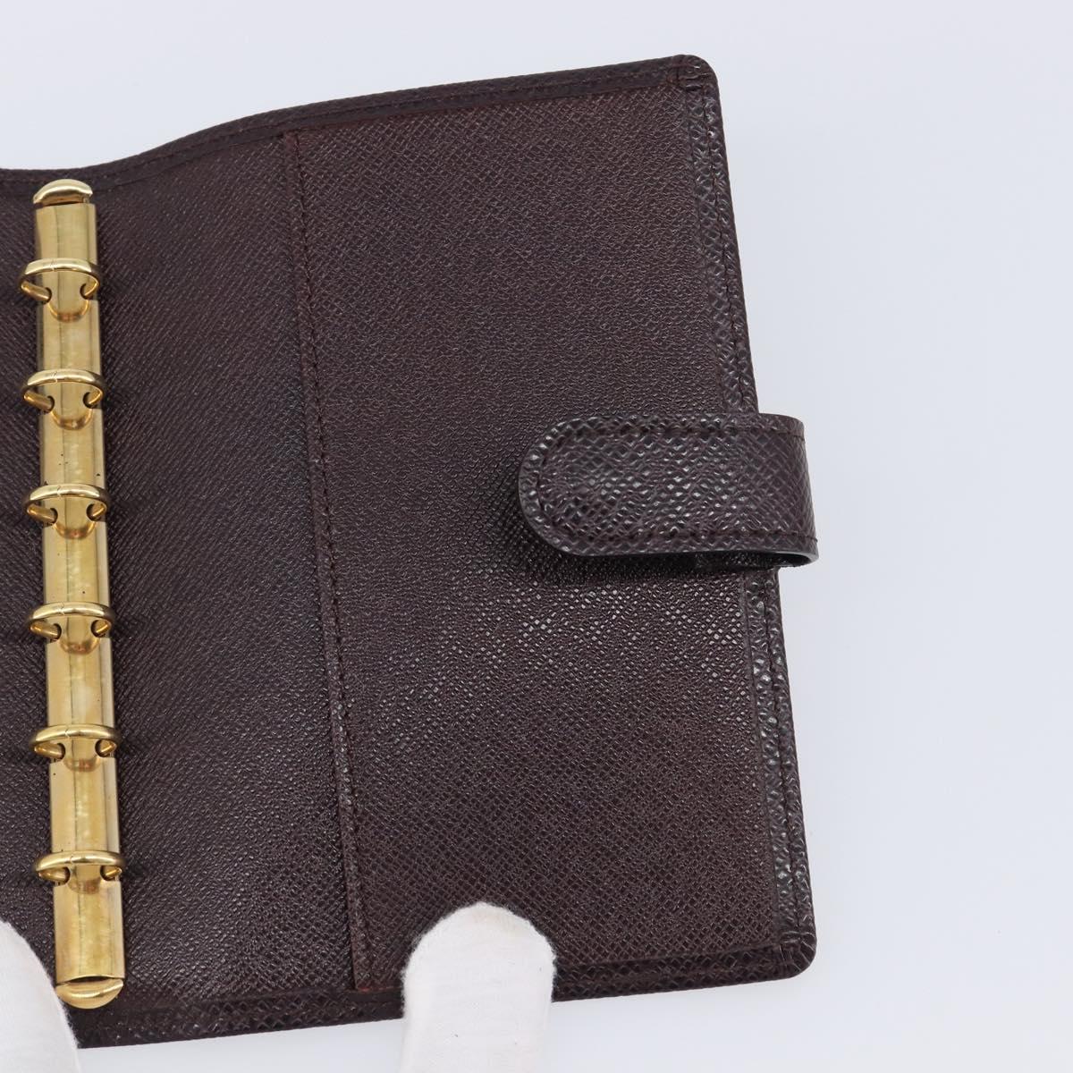 LOUIS VUITTON Taiga Agenda PM Day Planner Cover Acajou R20416 LV Auth hk4168