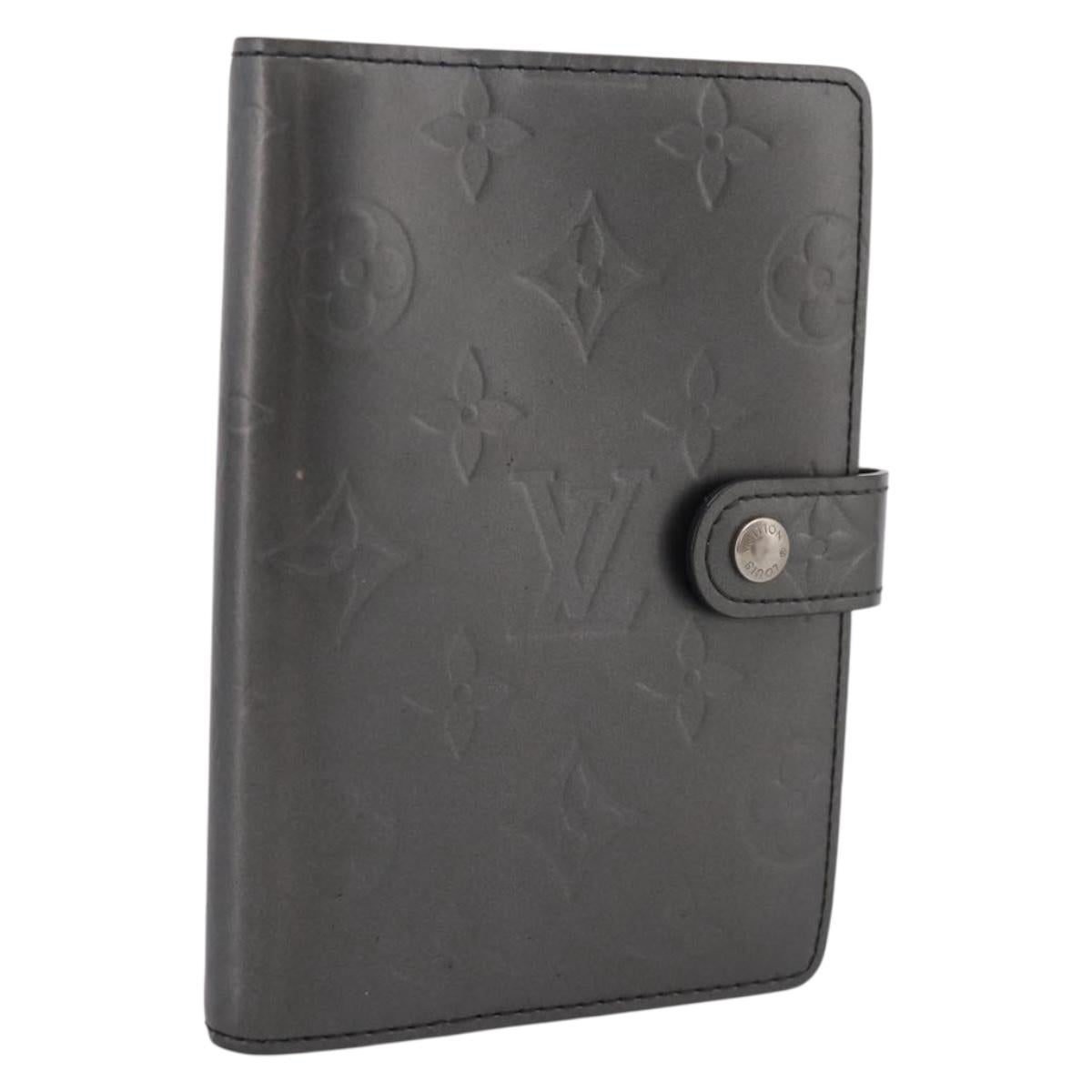 LOUIS VUITTON Monogram Mat Agenda PM Day Planner Cover Black R20932 Auth hk4171