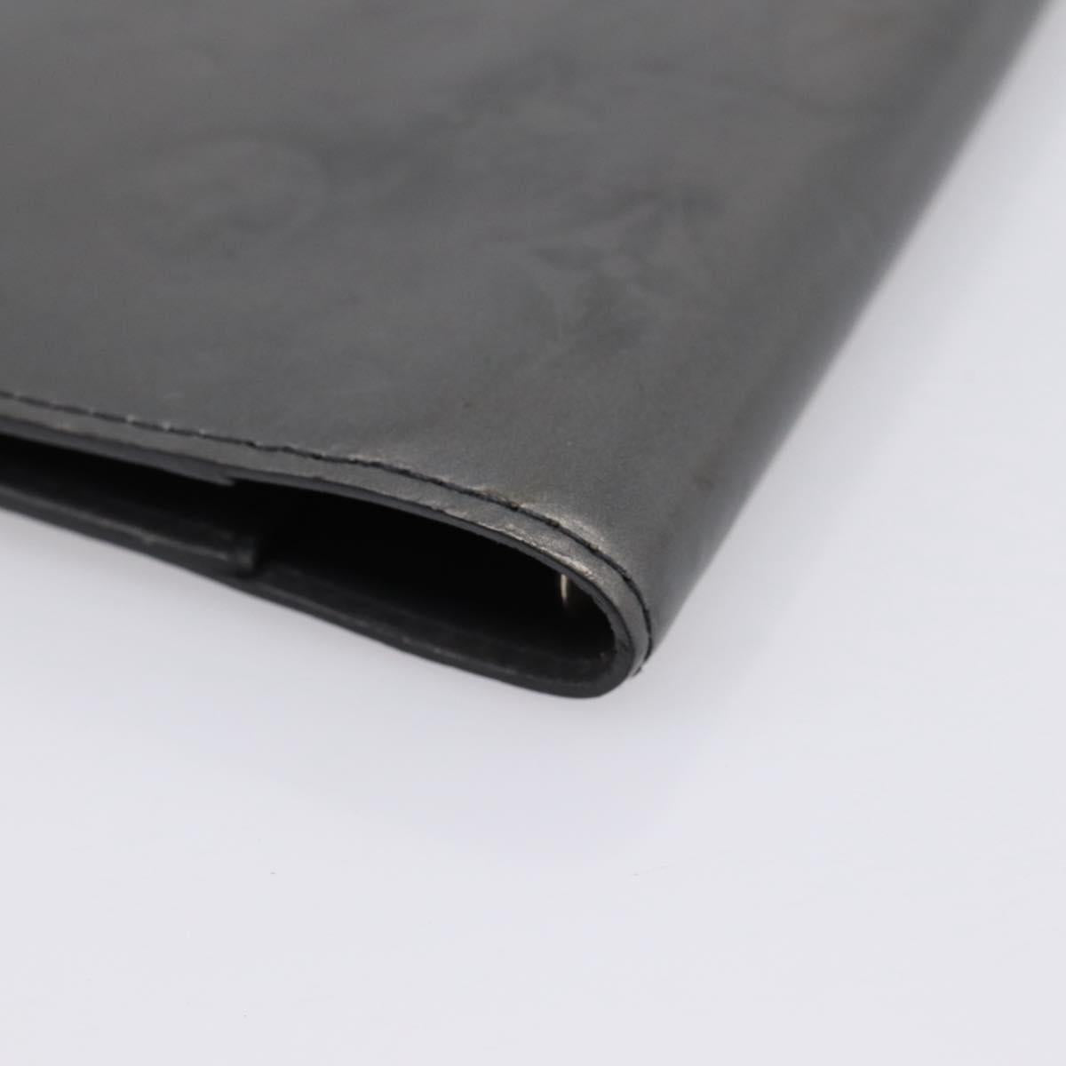 LOUIS VUITTON Monogram Mat Agenda PM Day Planner Cover Black R20932 Auth hk4171