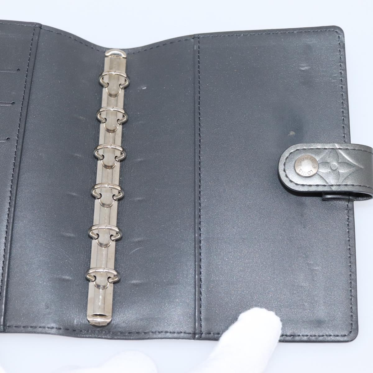 LOUIS VUITTON Monogram Mat Agenda PM Day Planner Cover Black R20932 Auth hk4171