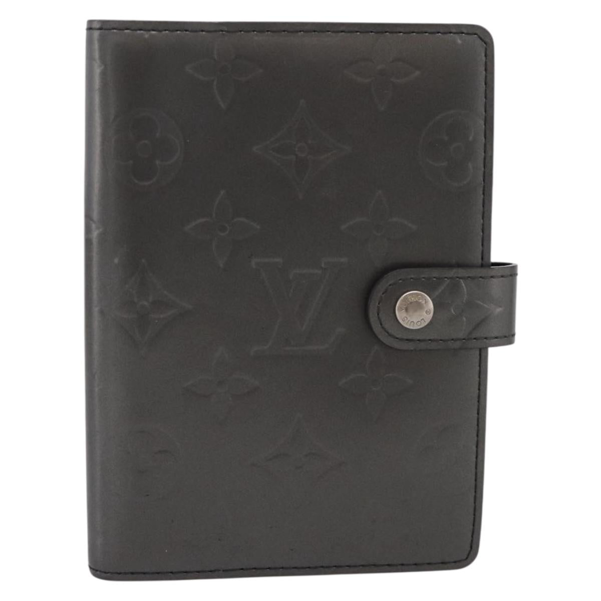 LOUIS VUITTON Monogram Mat Agenda PM Day Planner Cover Black R20932 Auth hk4171