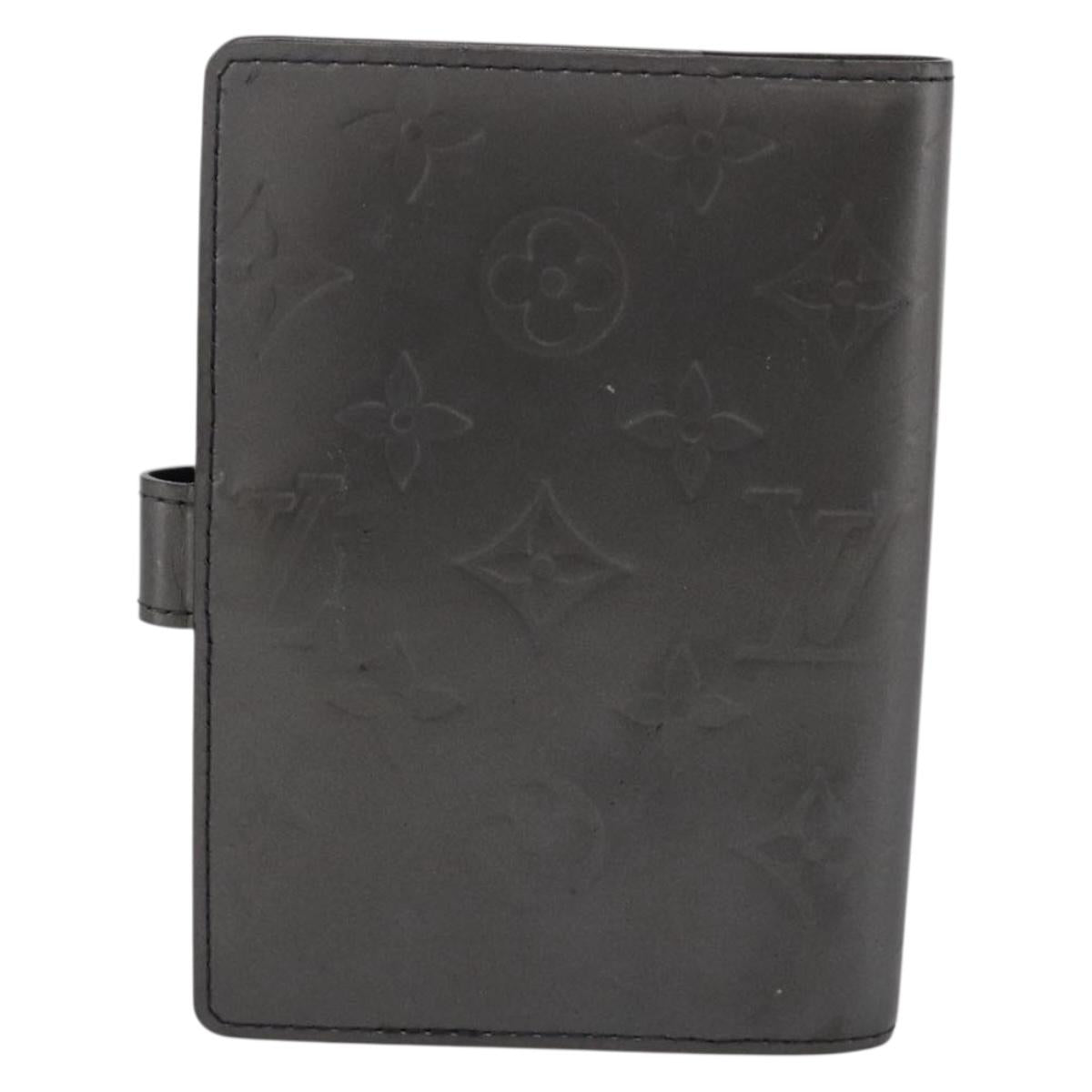 LOUIS VUITTON Monogram Mat Agenda PM Day Planner Cover Black R20932 Auth hk4171