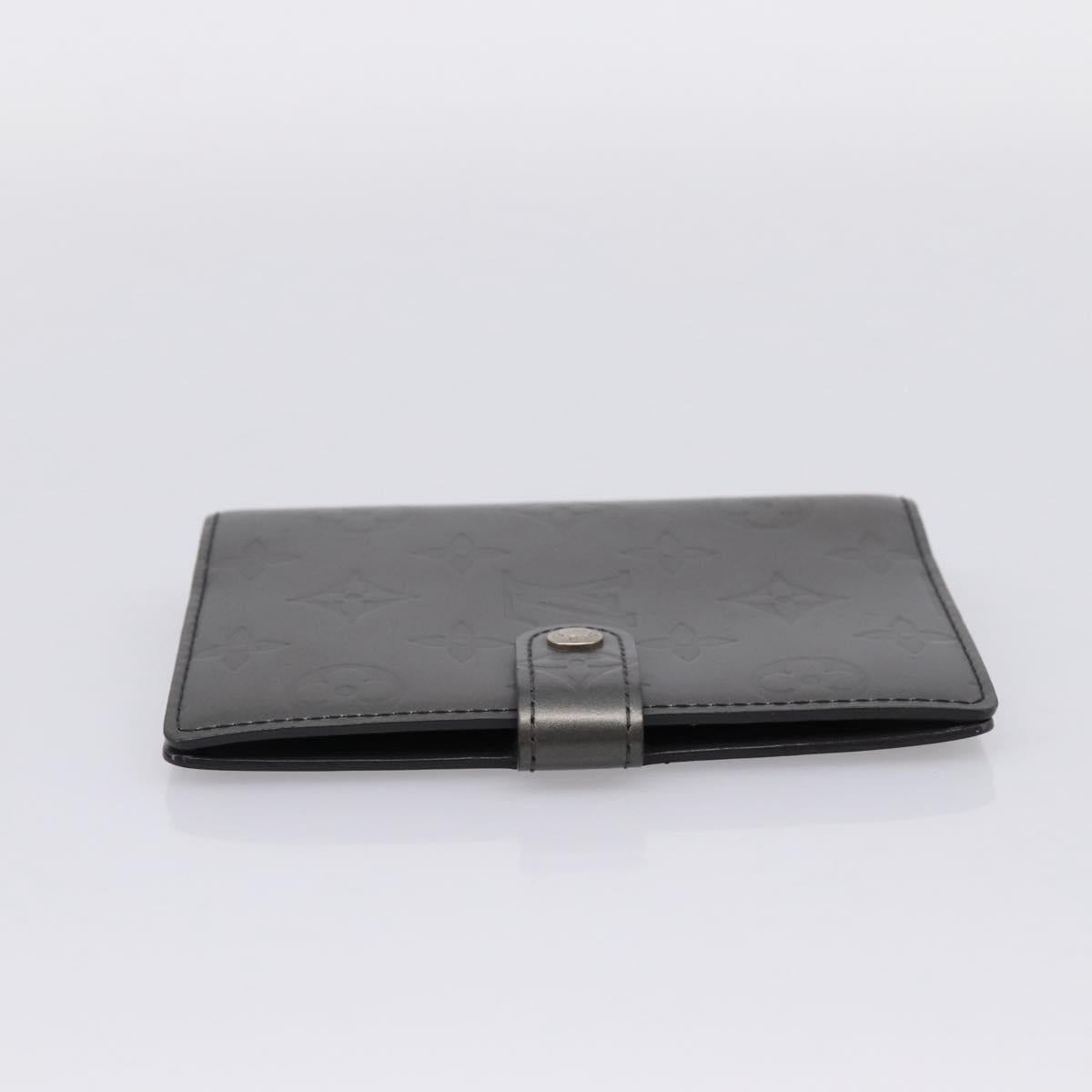 LOUIS VUITTON Monogram Mat Agenda PM Day Planner Cover Black R20932 Auth hk4171
