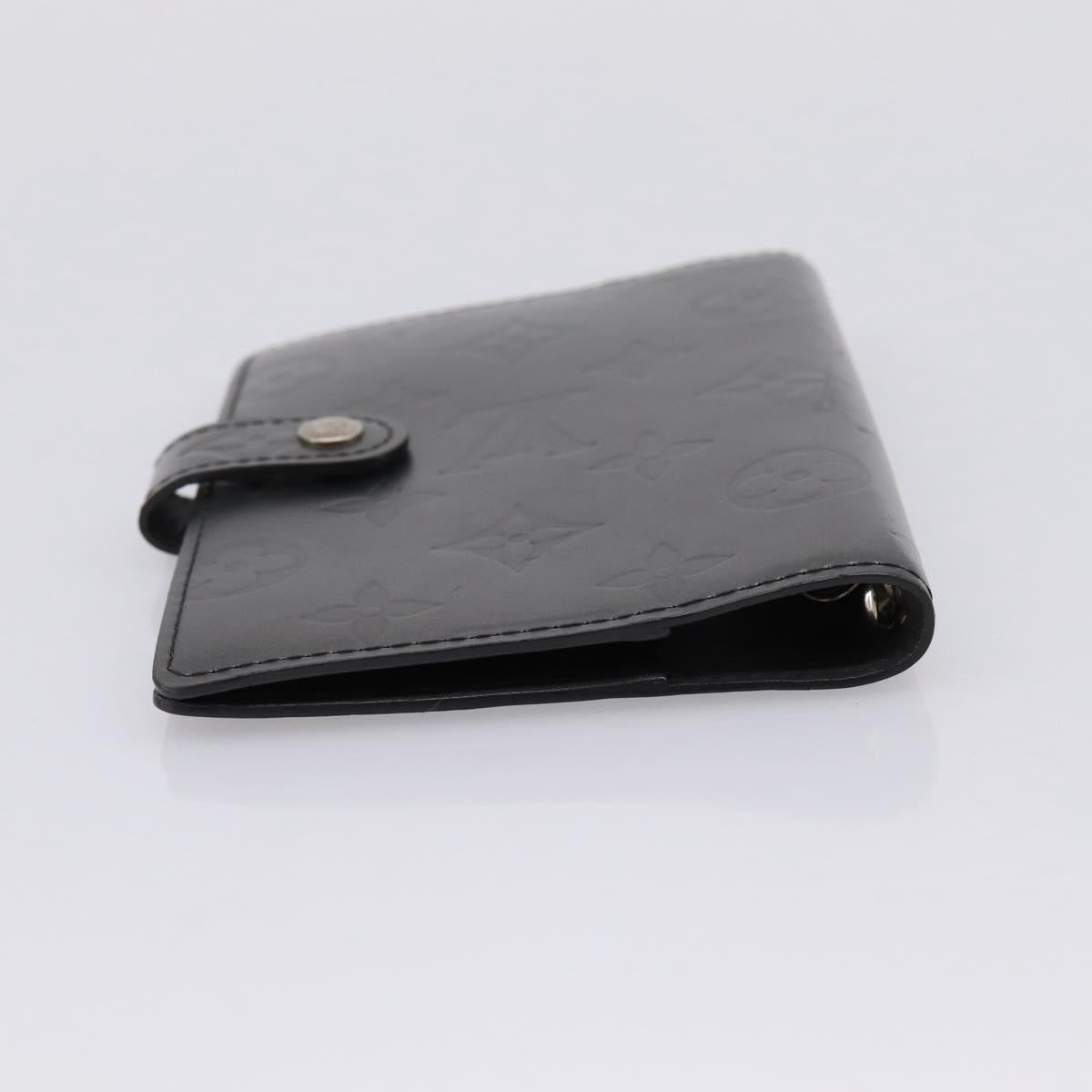 LOUIS VUITTON Monogram Mat Agenda PM Day Planner Cover Black R20932 Auth hk4171