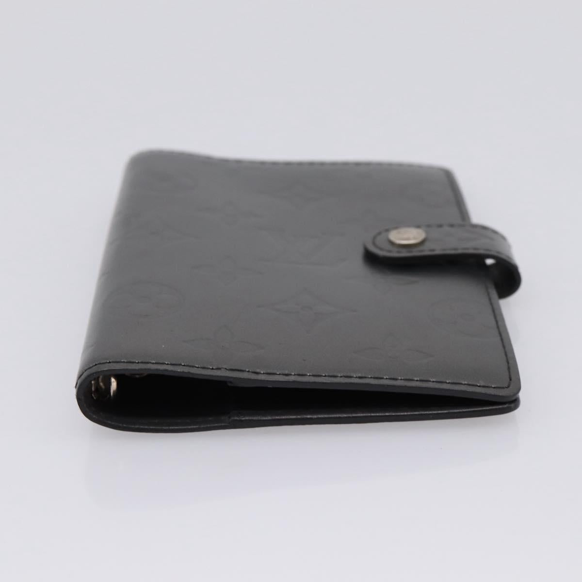 LOUIS VUITTON Monogram Mat Agenda PM Day Planner Cover Black R20932 Auth hk4171