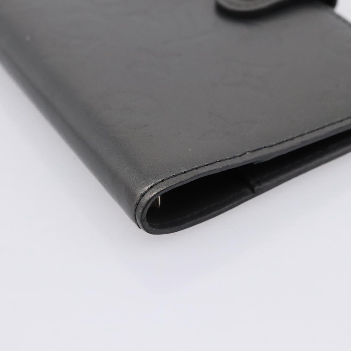LOUIS VUITTON Monogram Mat Agenda PM Day Planner Cover Black R20932 Auth hk4171