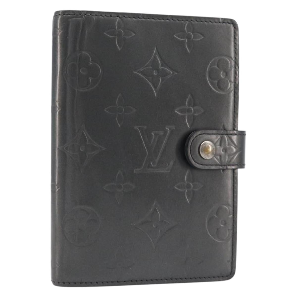 LOUIS VUITTON Monogram Mat Agenda PM Day Planner Cover Black R20932 Auth hk4172