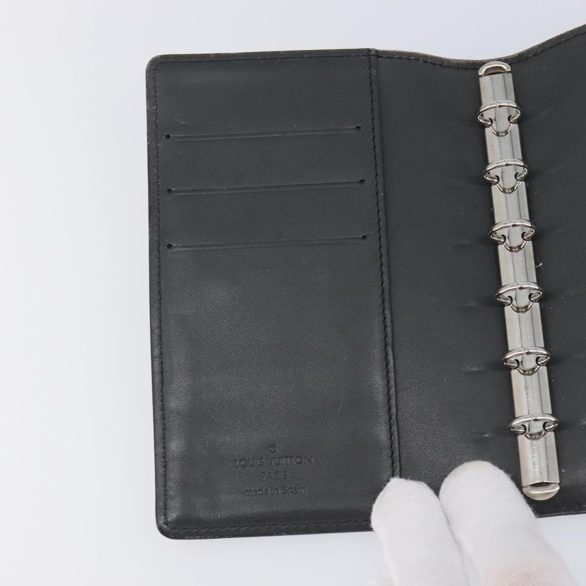 LOUIS VUITTON Monogram Mat Agenda PM Day Planner Cover Black R20932 Auth hk4172