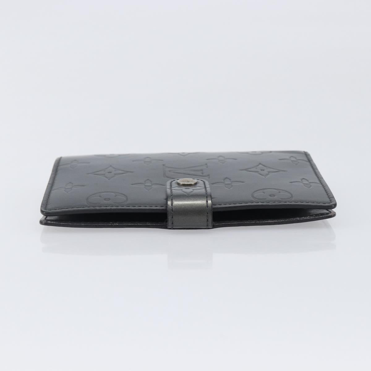 LOUIS VUITTON Monogram Mat Agenda PM Day Planner Cover Black R20932 Auth hk4172