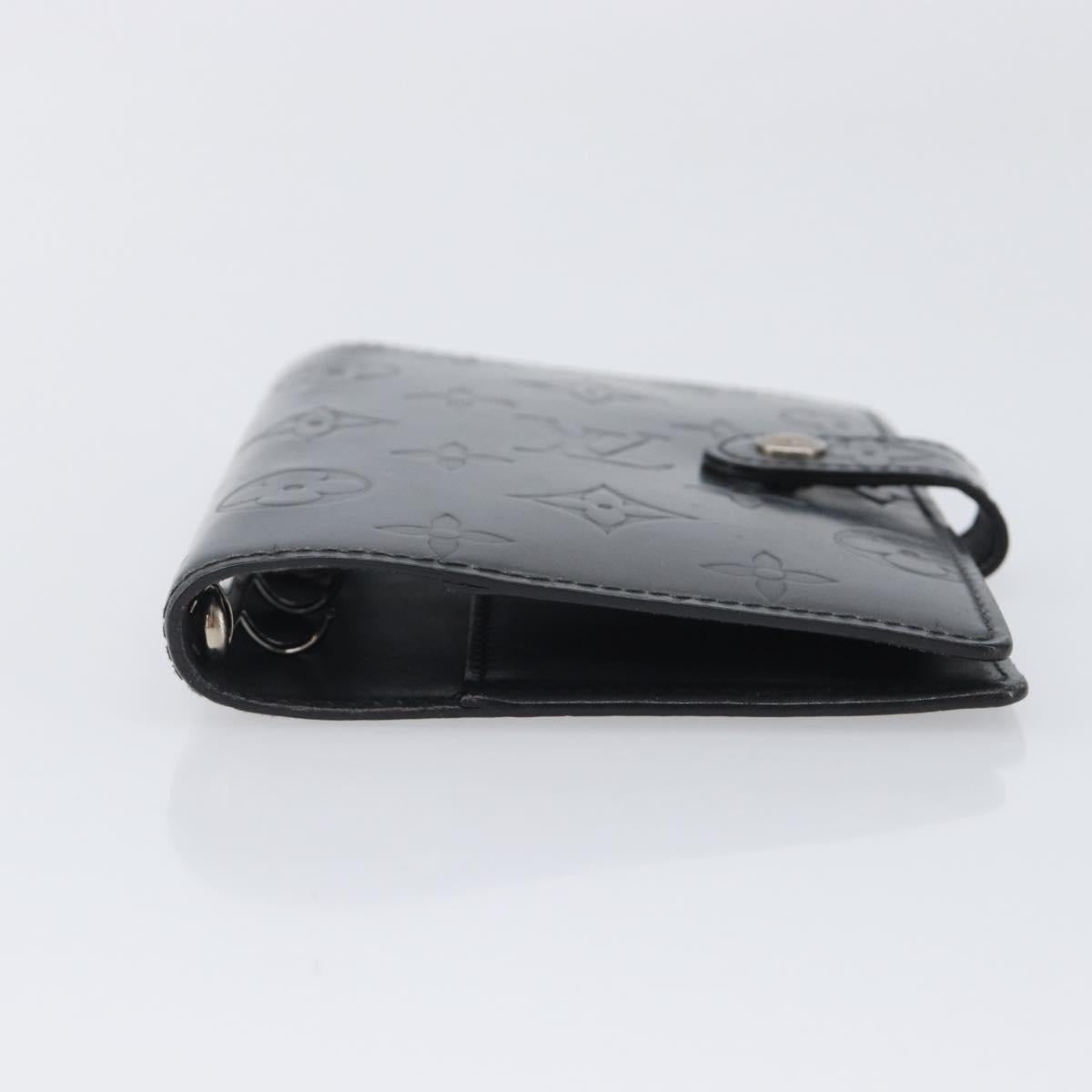 LOUIS VUITTON Monogram Mat Agenda PM Day Planner Cover Black R20932 Auth hk4172