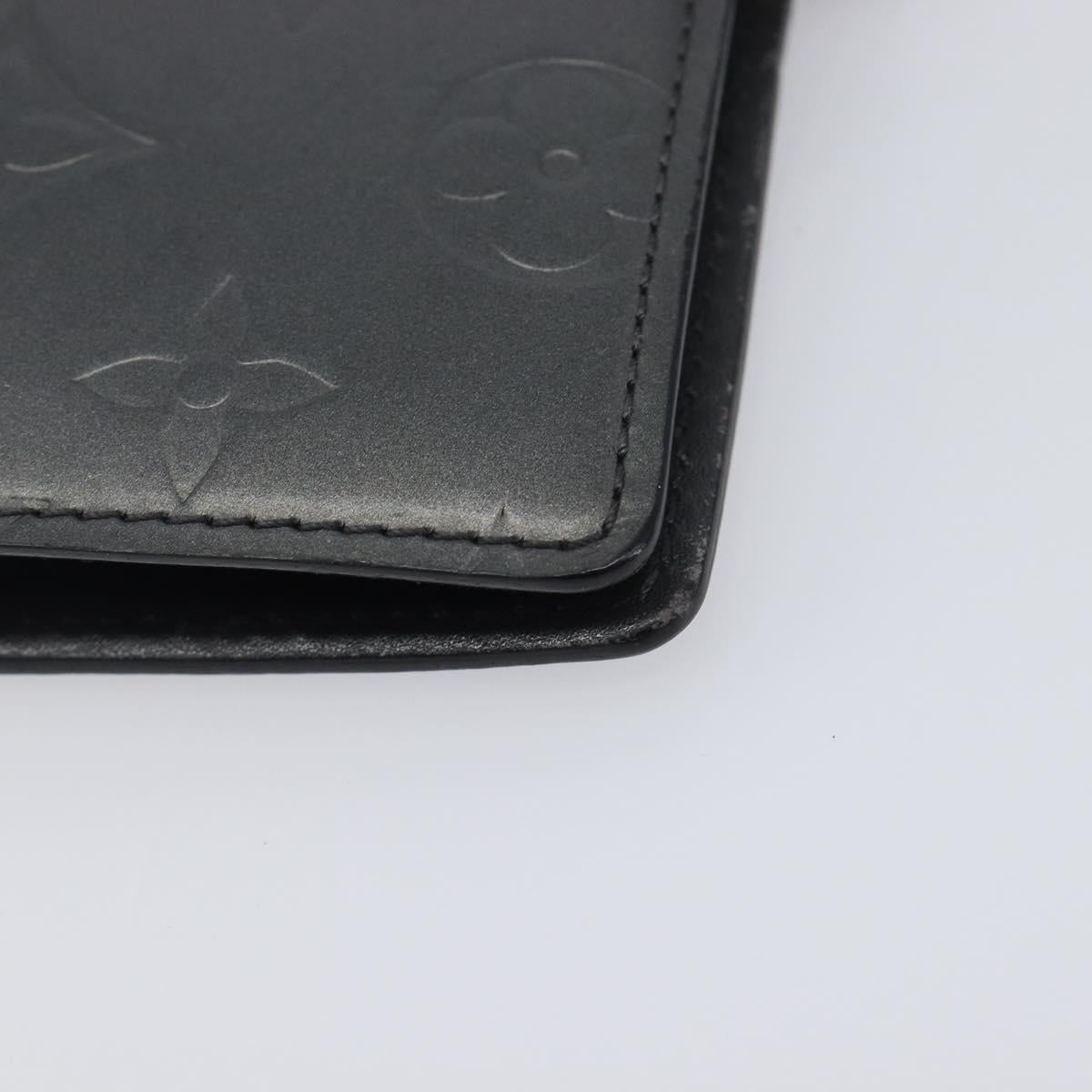 LOUIS VUITTON Monogram Mat Agenda PM Day Planner Cover Black R20932 Auth hk4172