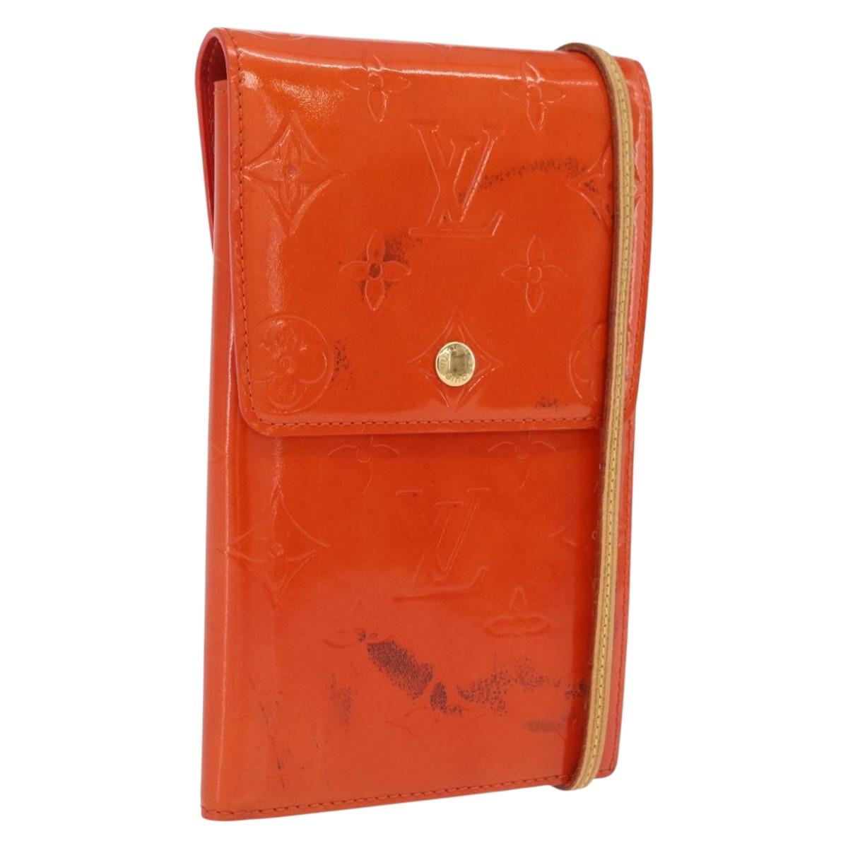 LOUIS VUITTON Monogram Vernis Walker Wallet Orange LV Auth hk4174