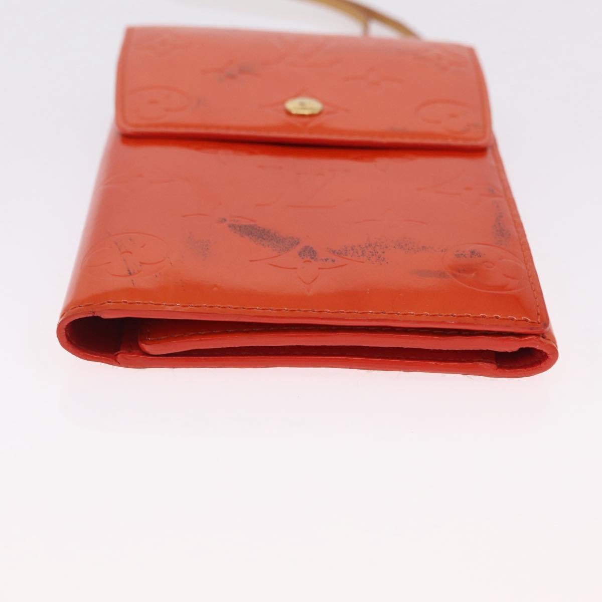 LOUIS VUITTON Monogram Vernis Walker Wallet Orange LV Auth hk4174