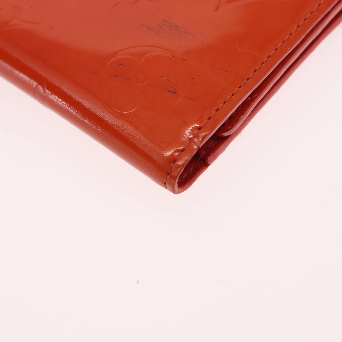 LOUIS VUITTON Monogram Vernis Walker Wallet Orange LV Auth hk4174