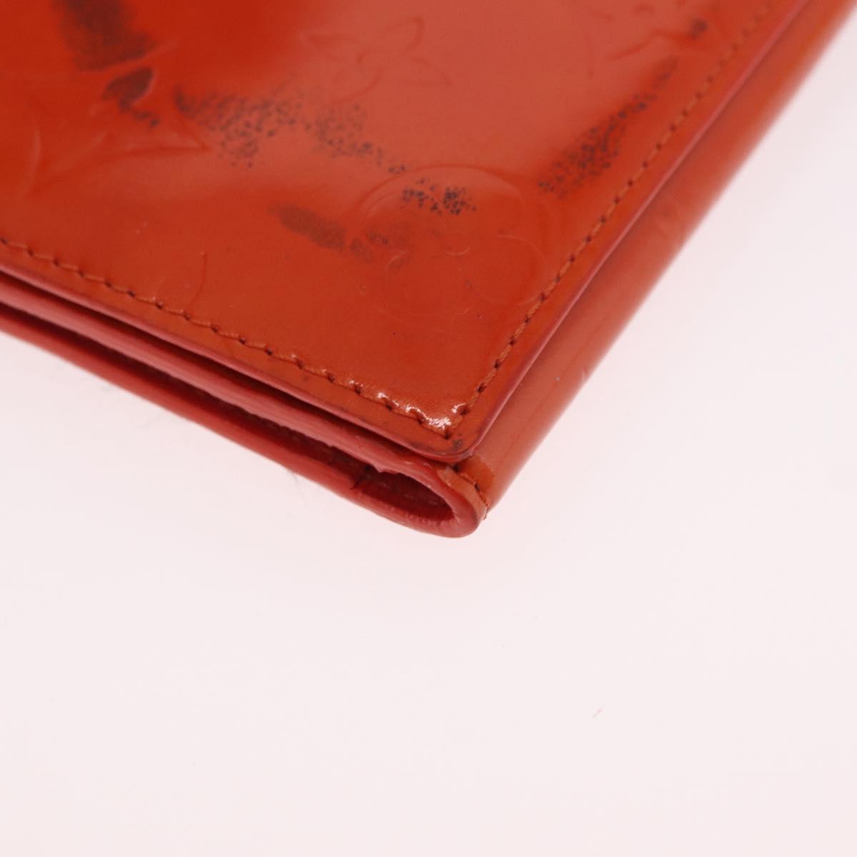 LOUIS VUITTON Monogram Vernis Walker Wallet Orange LV Auth hk4174
