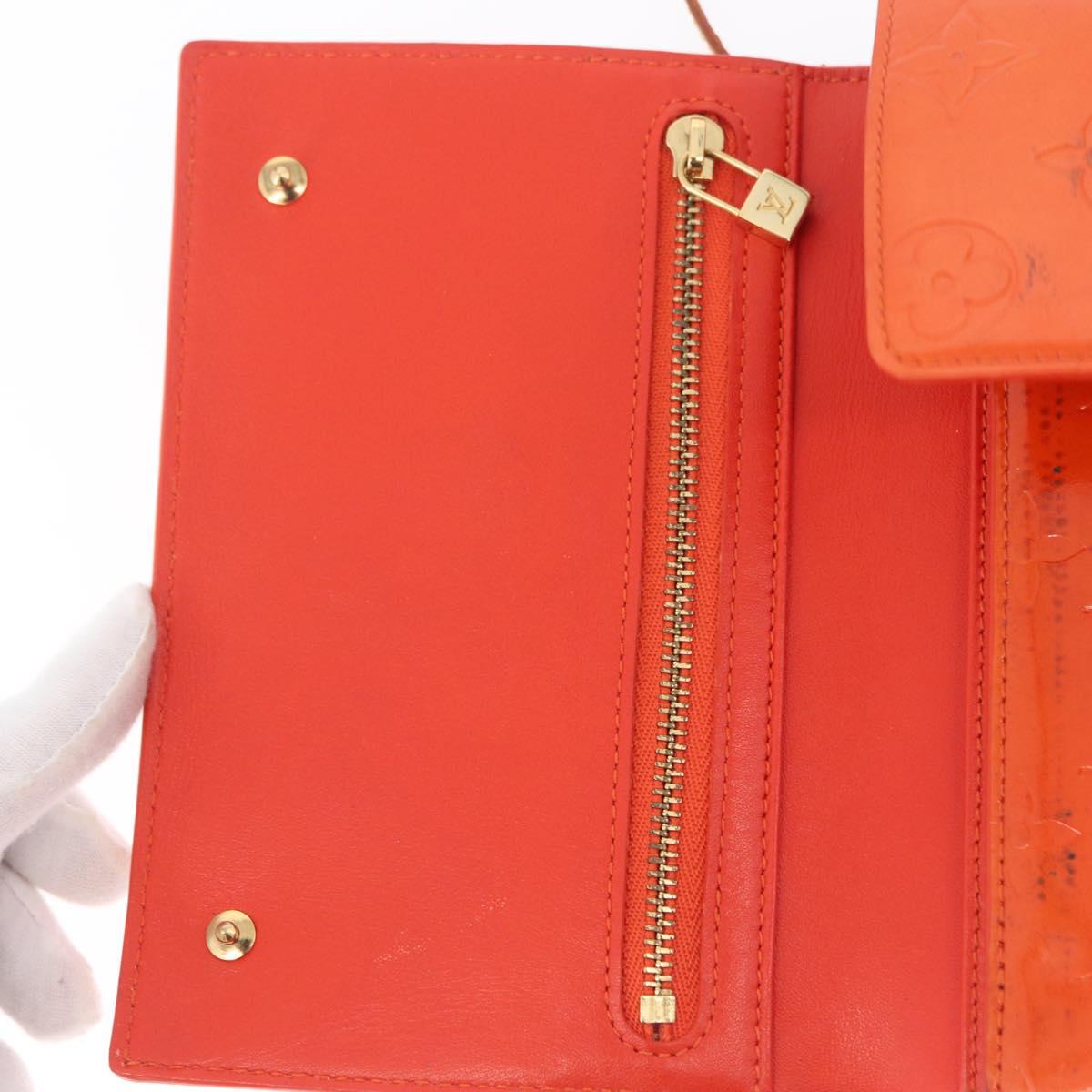 LOUIS VUITTON Monogram Vernis Walker Wallet Orange LV Auth hk4174