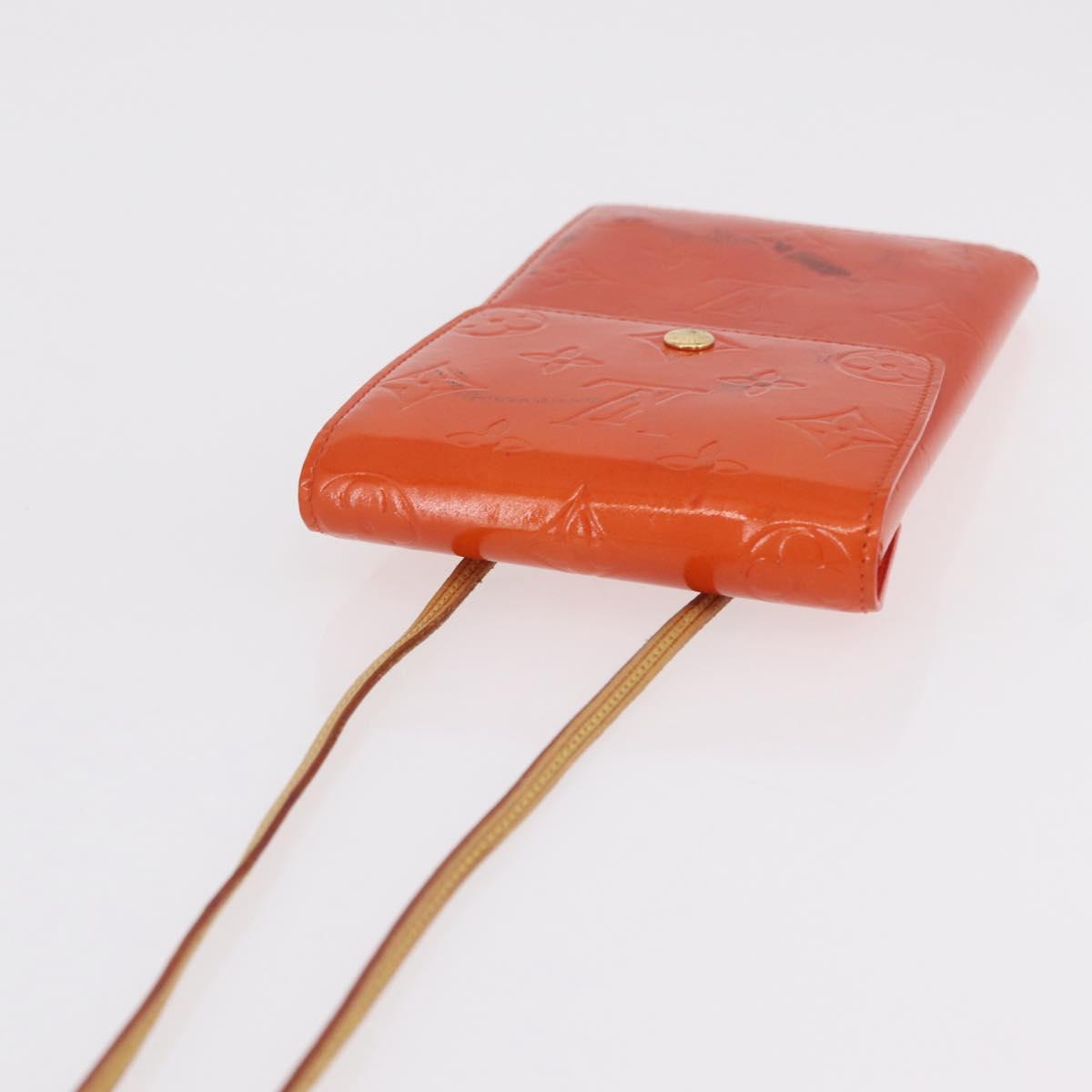 LOUIS VUITTON Monogram Vernis Walker Wallet Orange LV Auth hk4174