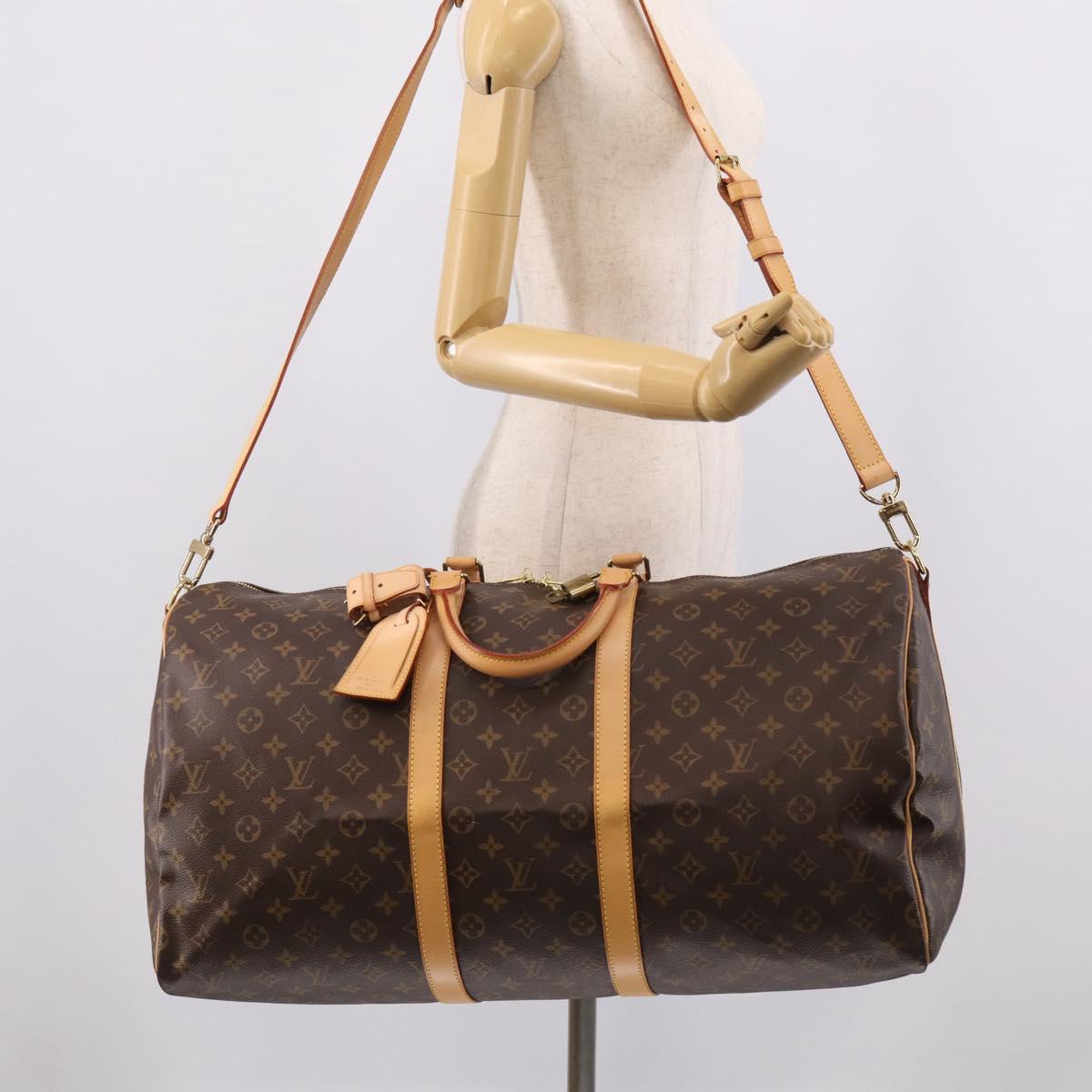 LOUIS VUITTON Monogram Keepall Bandouliere 55 Boston Bag M41414 LV Auth hk4191V