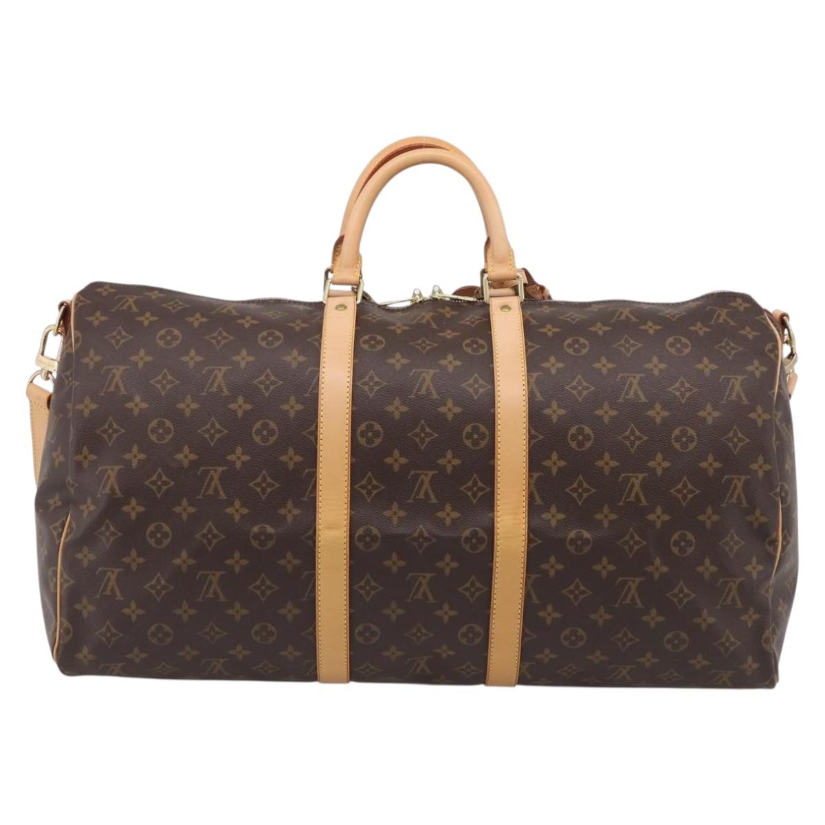 LOUIS VUITTON Monogram Keepall Bandouliere 55 Boston Bag M41414 LV Auth hk4191V