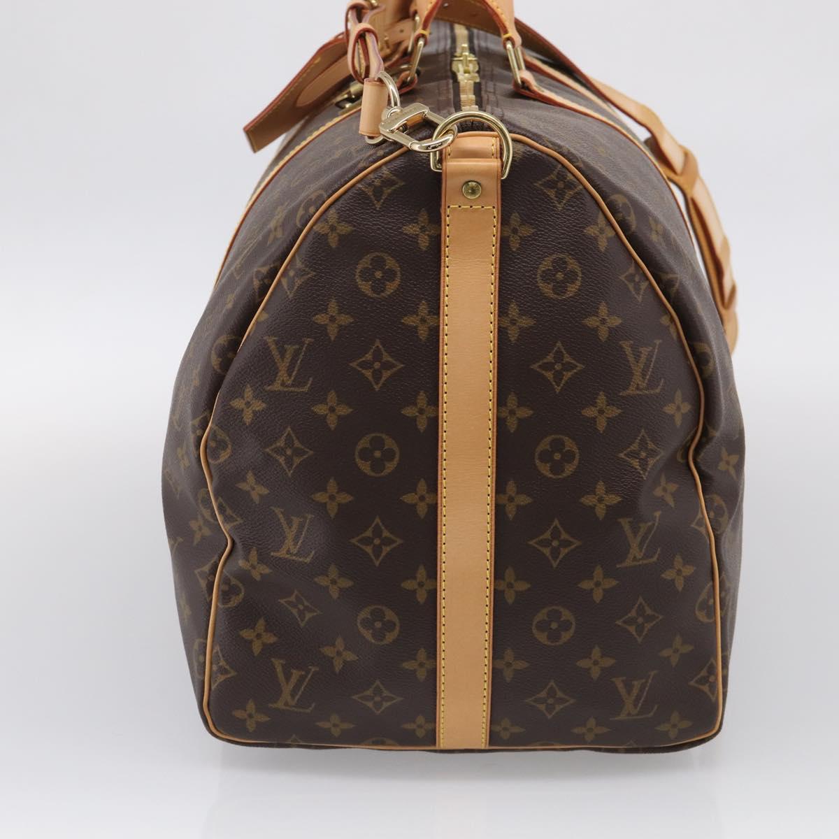 LOUIS VUITTON Monogram Keepall Bandouliere 55 Boston Bag M41414 LV Auth hk4191V