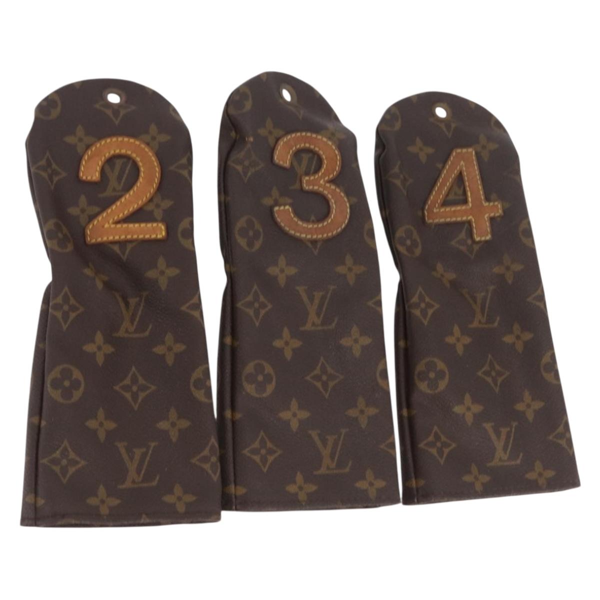 LOUIS VUITTON Monogram Golf Head Cover 3 Set LV Auth hk4199