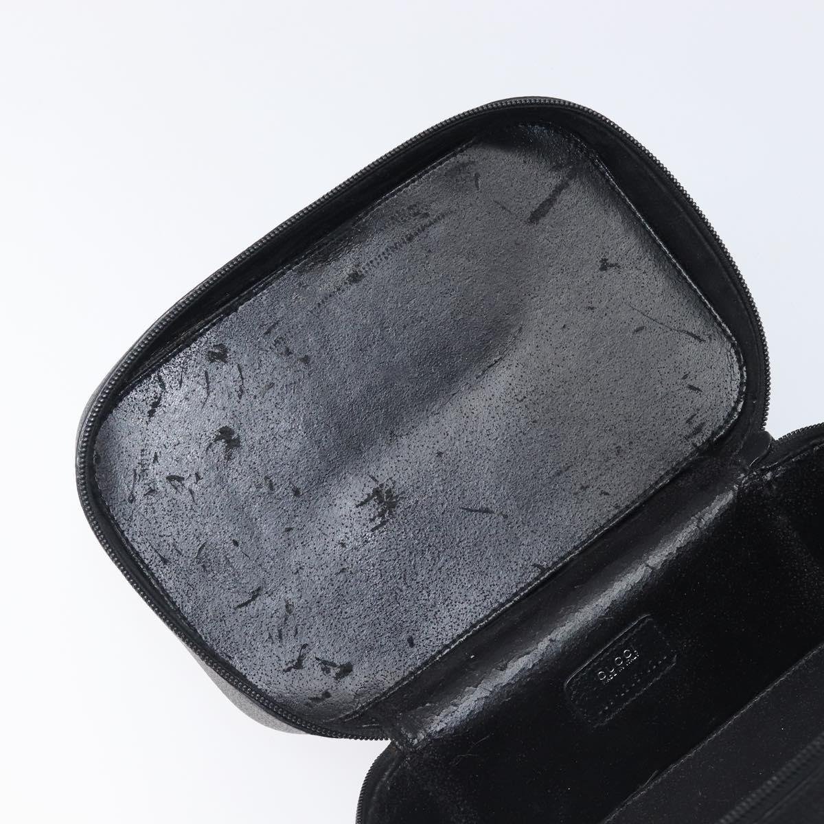 GUCCI Vanity Pouch Leather Black Silver 039 1705 0710 Auth hk4201