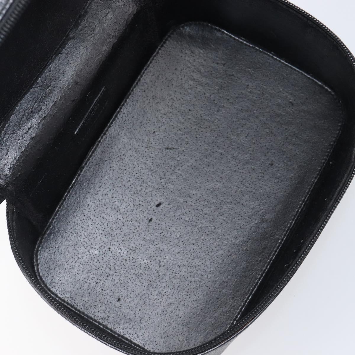 GUCCI Vanity Pouch Leather Black Silver 039 1705 0710 Auth hk4201
