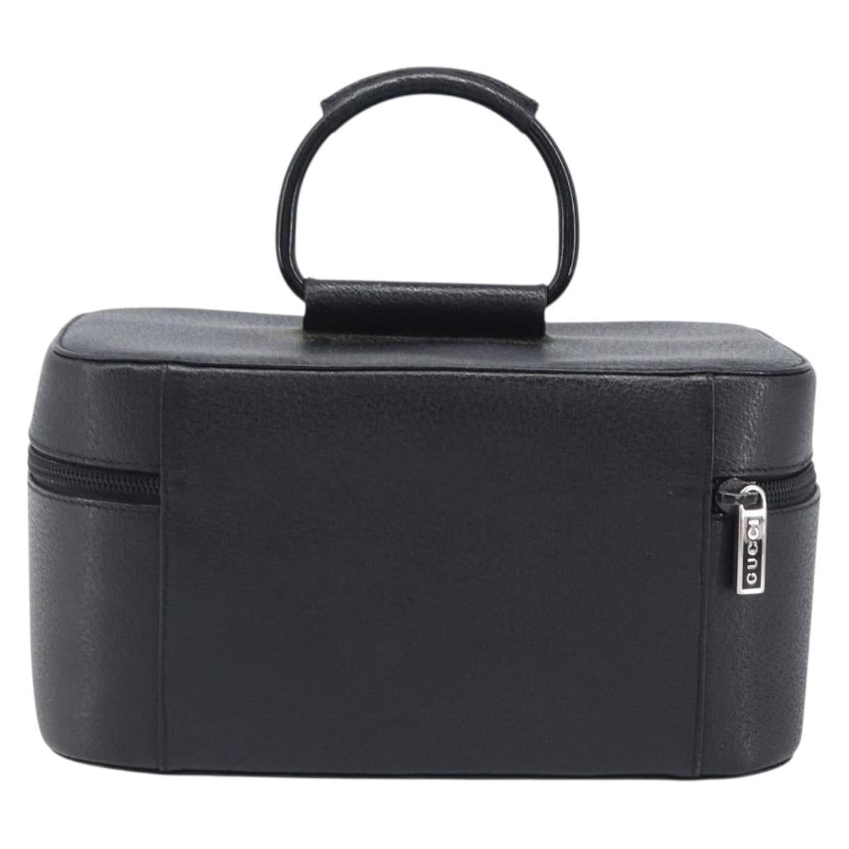 GUCCI Vanity Pouch Leather Black Silver 039 1705 0710 Auth hk4201