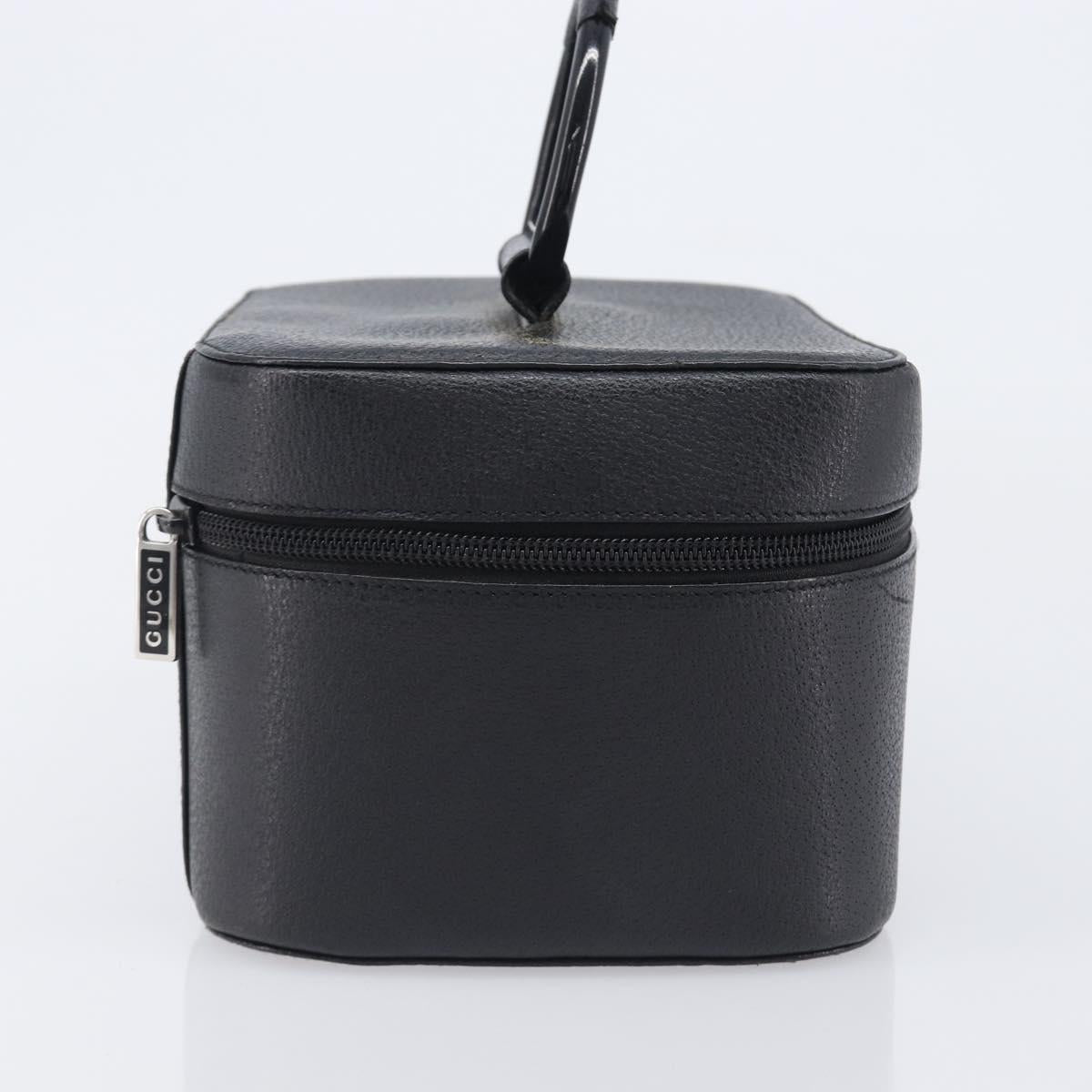 GUCCI Vanity Pouch Leather Black Silver 039 1705 0710 Auth hk4201