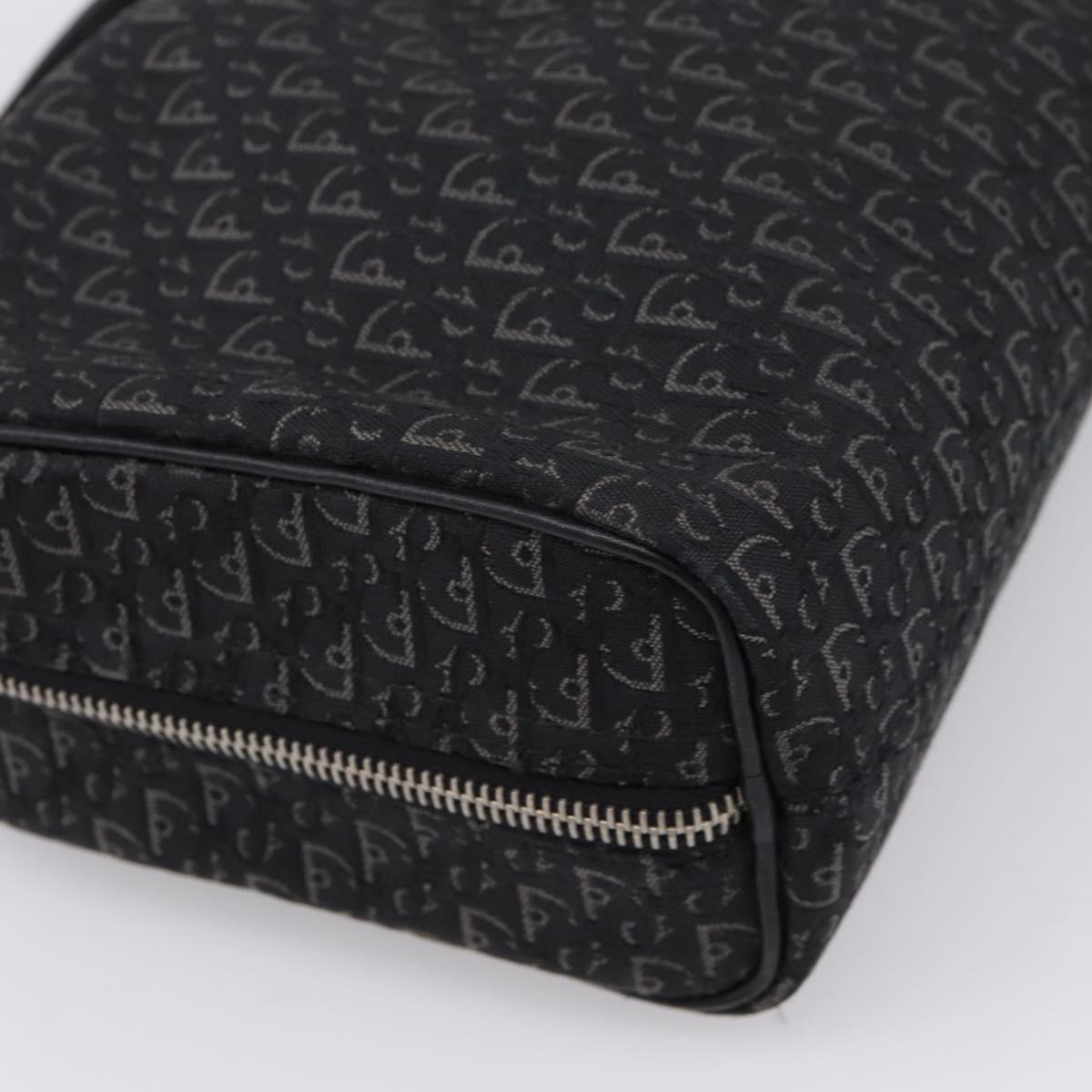 Christian Dior Trotter Canvas Hand Bag Black Silver Auth hk4206A