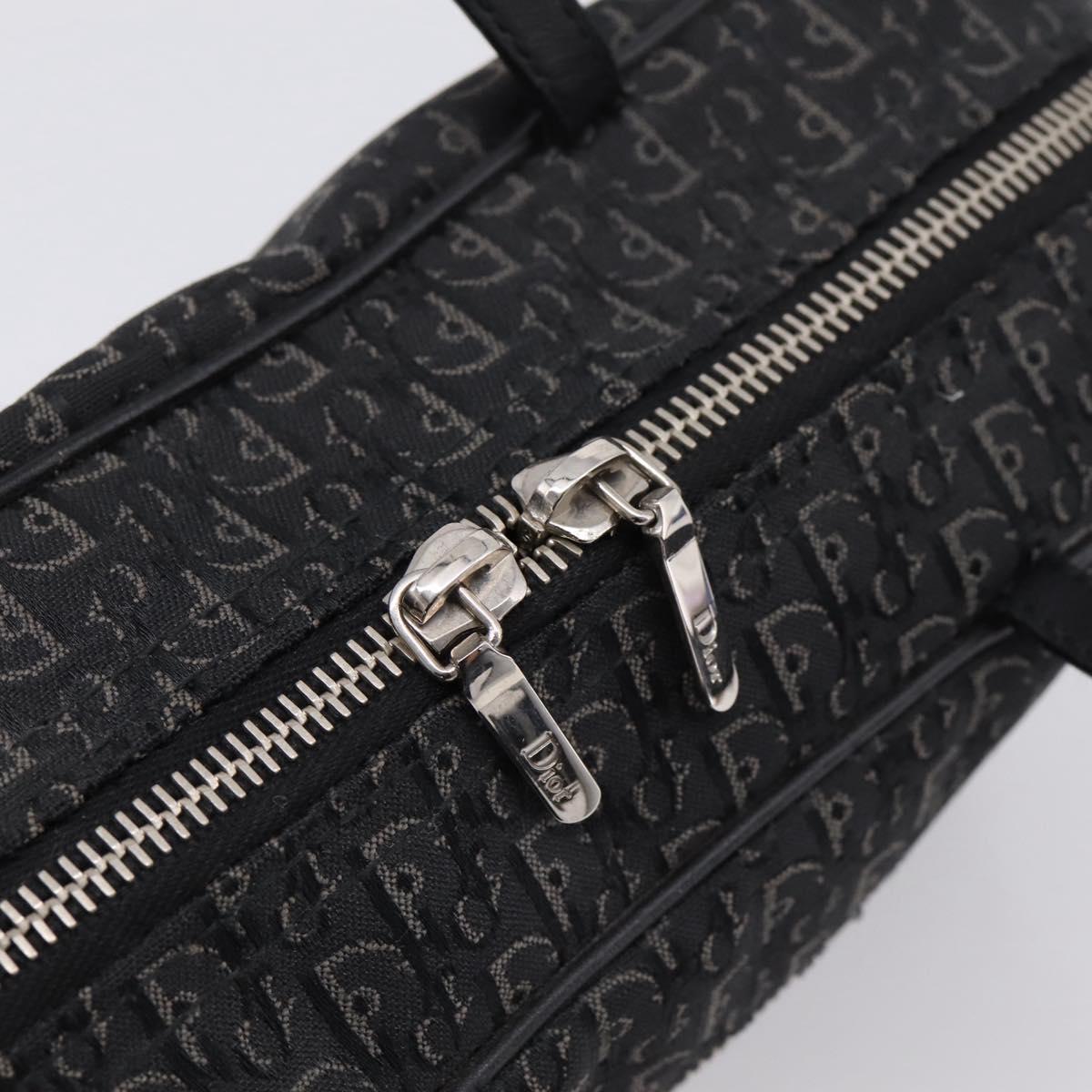 Christian Dior Trotter Canvas Hand Bag Black Silver Auth hk4206A