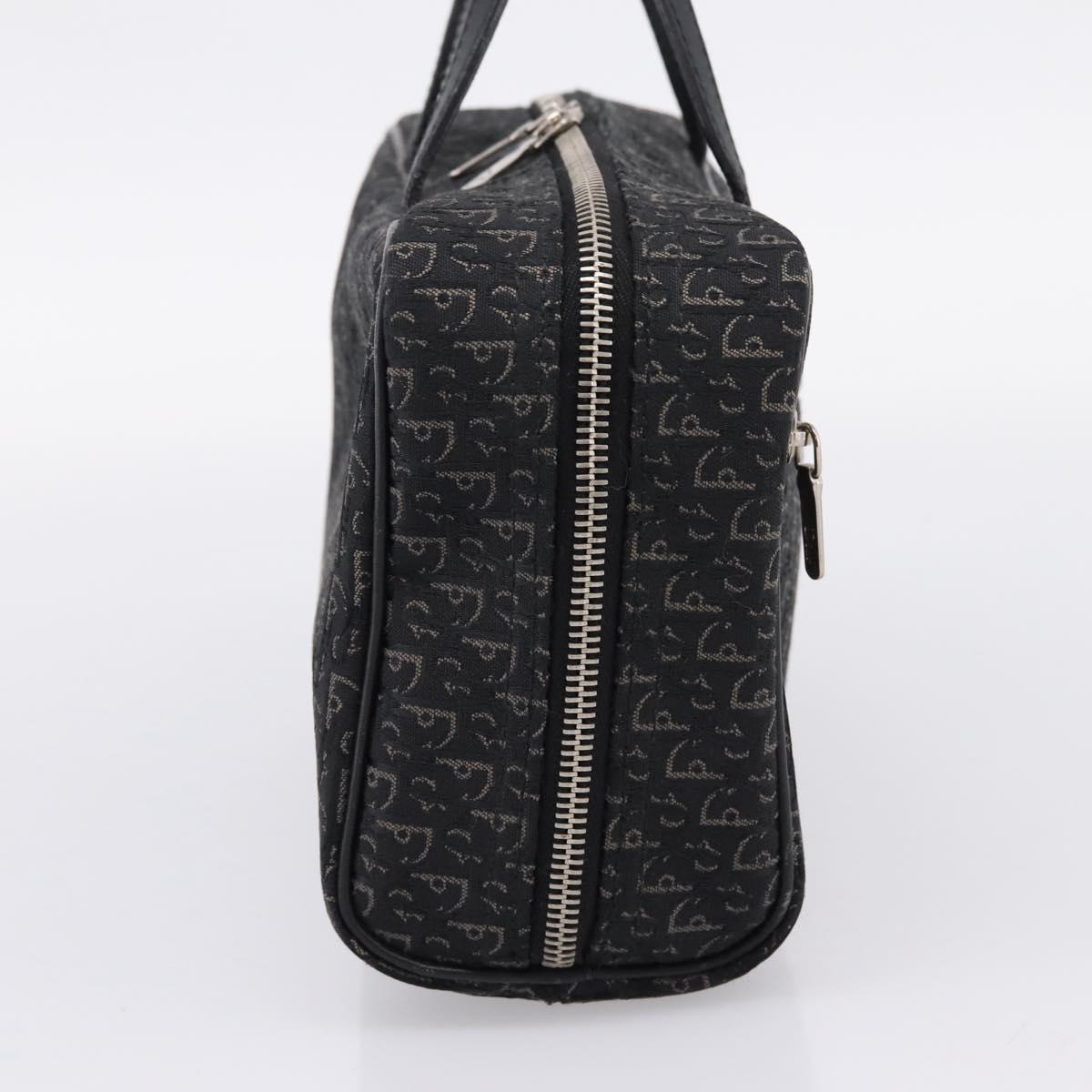 Christian Dior Trotter Canvas Hand Bag Black Silver Auth hk4206A