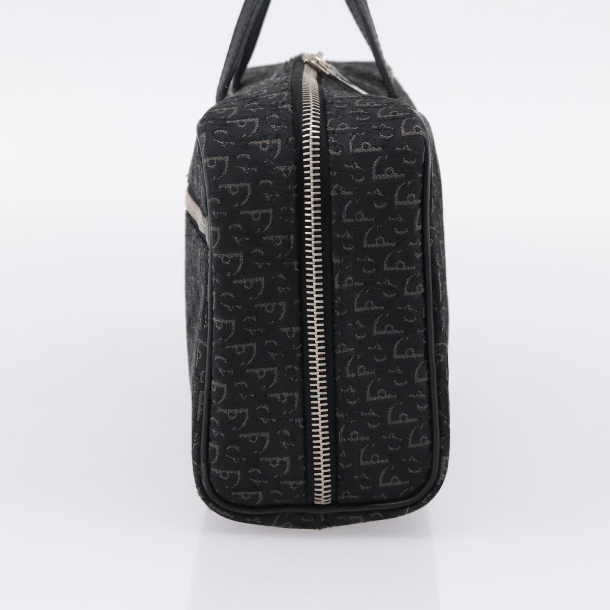 Christian Dior Trotter Canvas Hand Bag Black Silver Auth hk4206A
